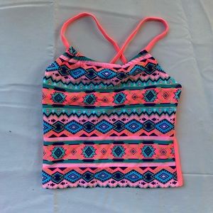 Girls Xhilaration Patterned Swim Takini Top